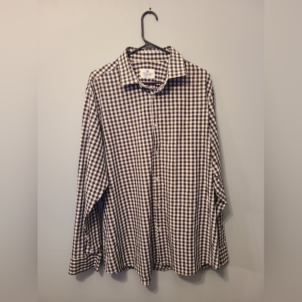 Mizzen Main Leeward Trim Fit Button Up Dress Shirt Deep Navy Size 2XL